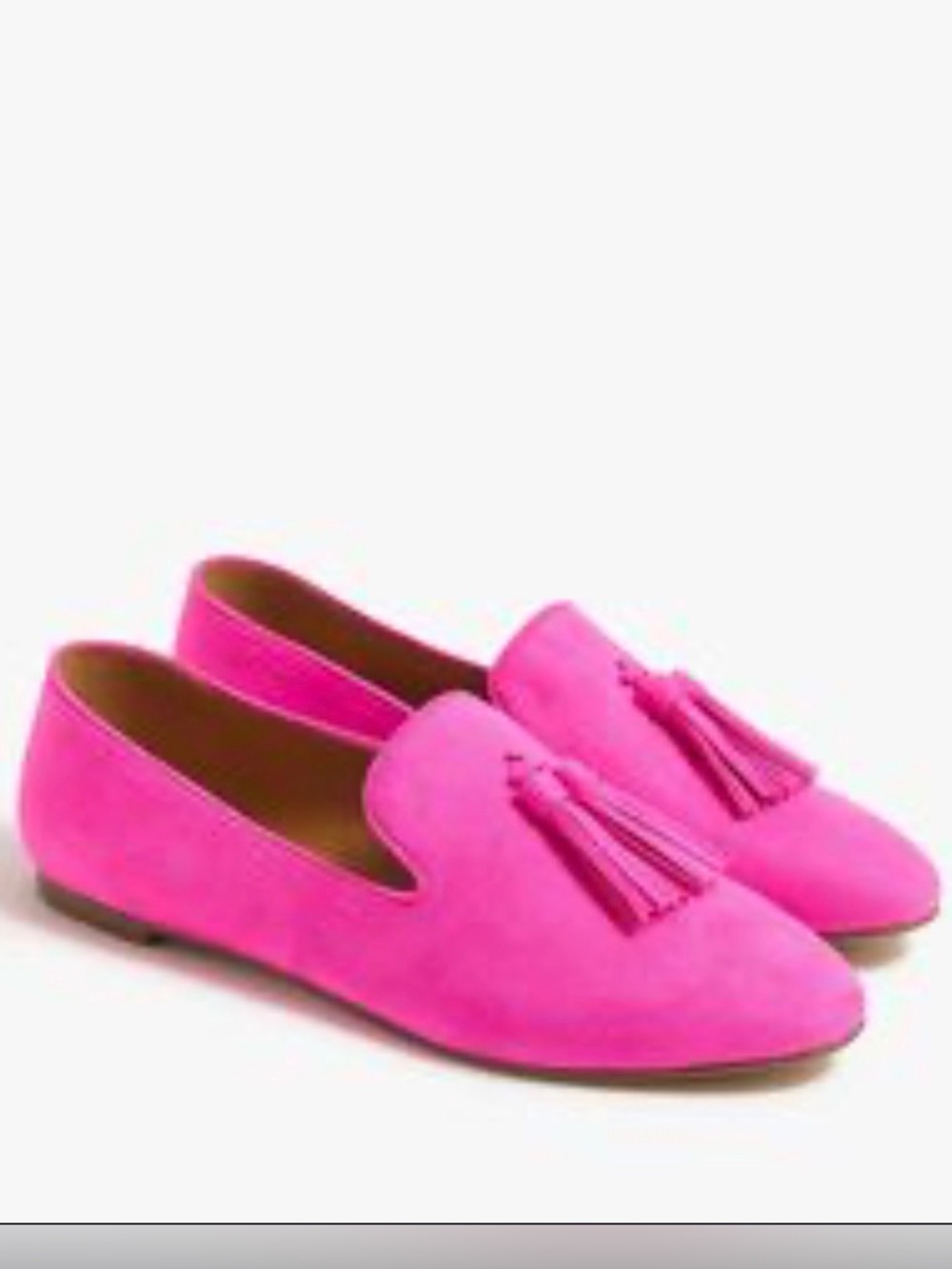 J.Crew Pink Brushed Fabric Tasseled Loafers Size 8 1/2 Very Good Condition